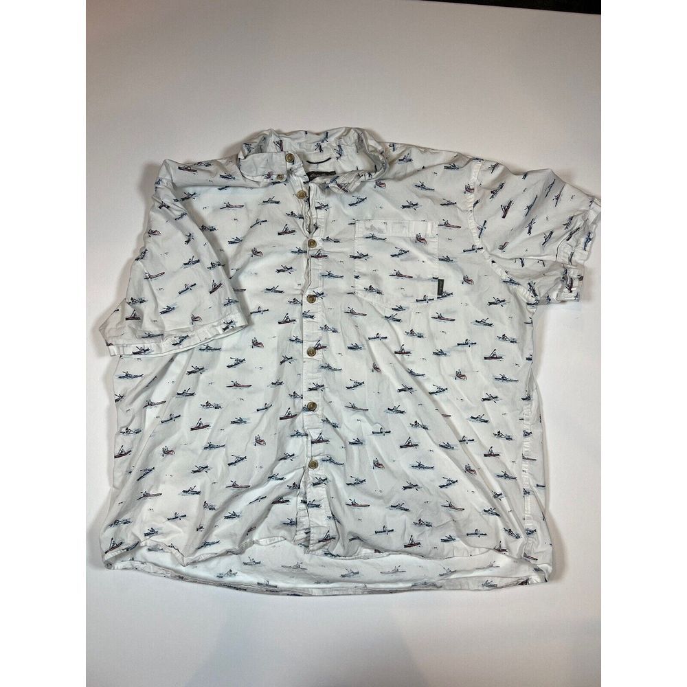 Eddie Bauer Short Sleeve Button Up Boat Pattern 2XL